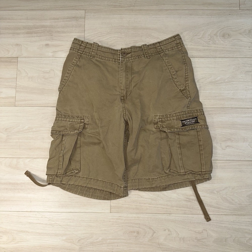 Vintage Y2K Aeropostale Shorts Mens 31 tan Cargo Pockets Drawstring Heavyweight